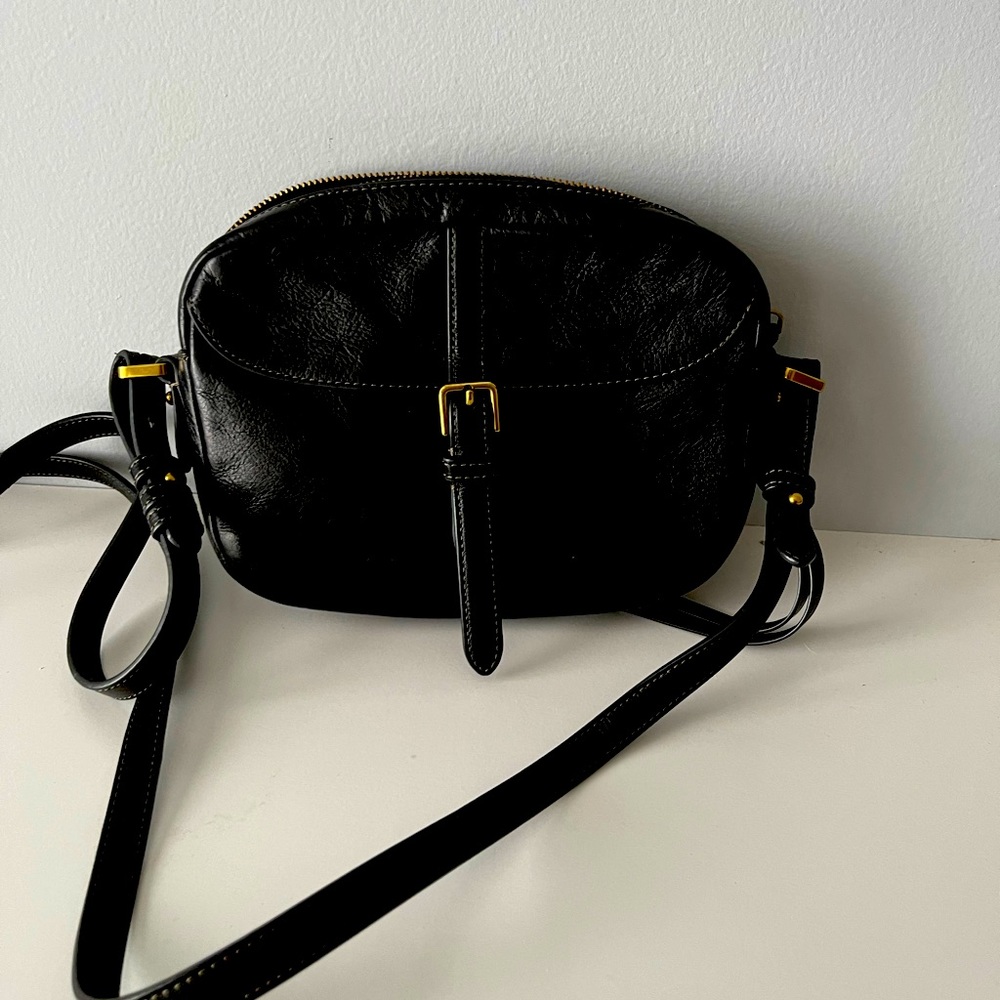 Fossil black leather crossbody bag